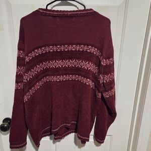 Vintage Liz Claiborne 90s burgundy beaded fair Isle sweater christmas 2X